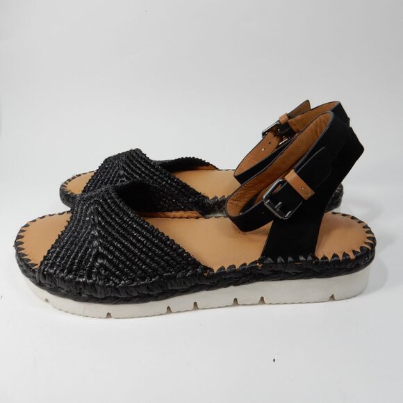 Gentle Souls Lucille Raffia Platform Sandals Flat Size 8 Black Comfort NEW - Picture 6 of 14